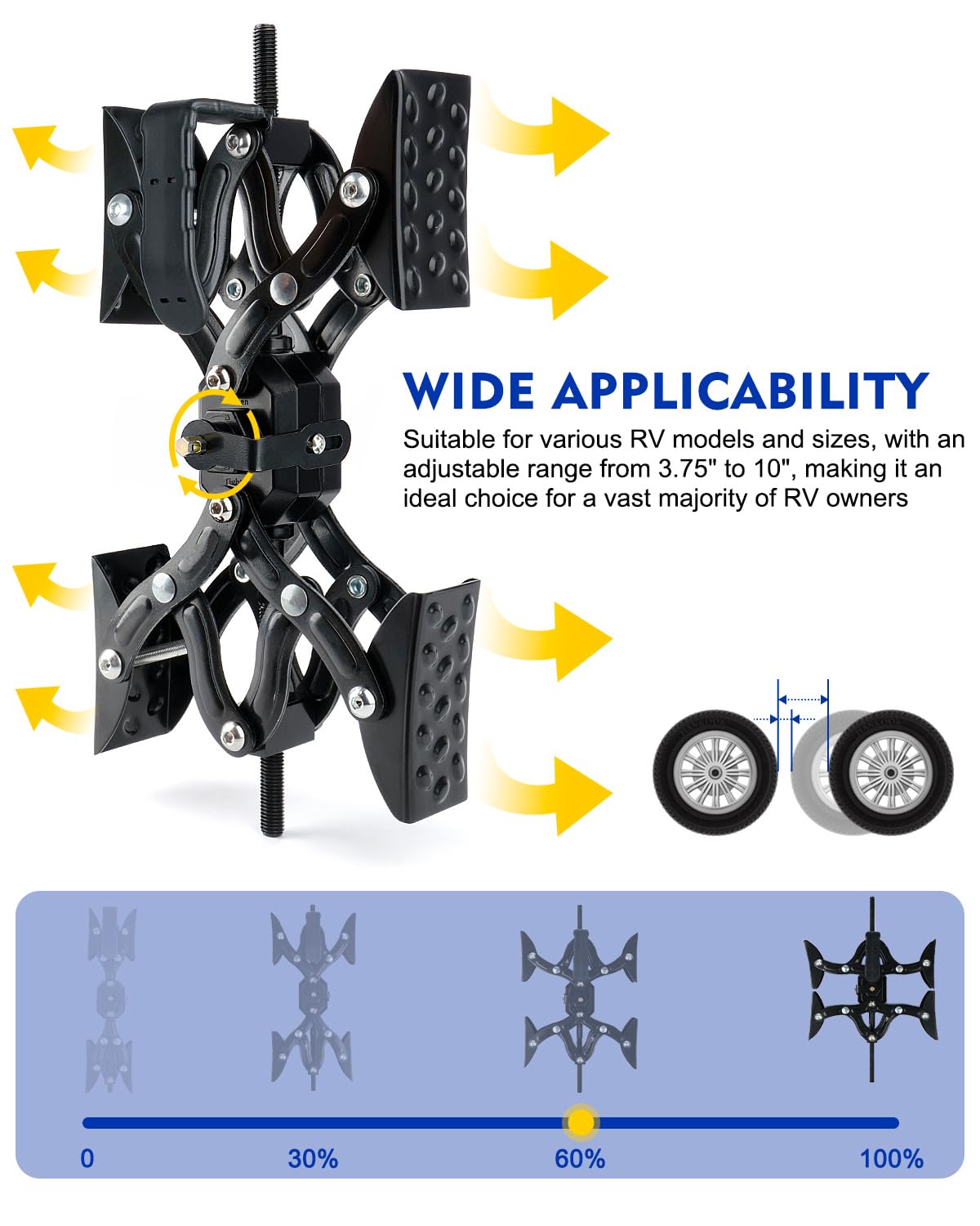 Heavy Duty Adjustable X-Shaped Wheel Stabilizer for Travel Trailers & RVs - 2 Pack Black X-Chock with Drill-Free Installation - Perfect for Camping, Road Trips, and Secure Parking