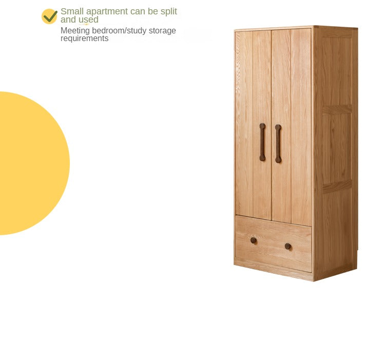 Premium Oak Solid Wood Kids Wardrobe - Multi-Functional Storage Organizer for Clothes, Toys & Books - Perfect for Bedroom, Nursery & Playroom Organization