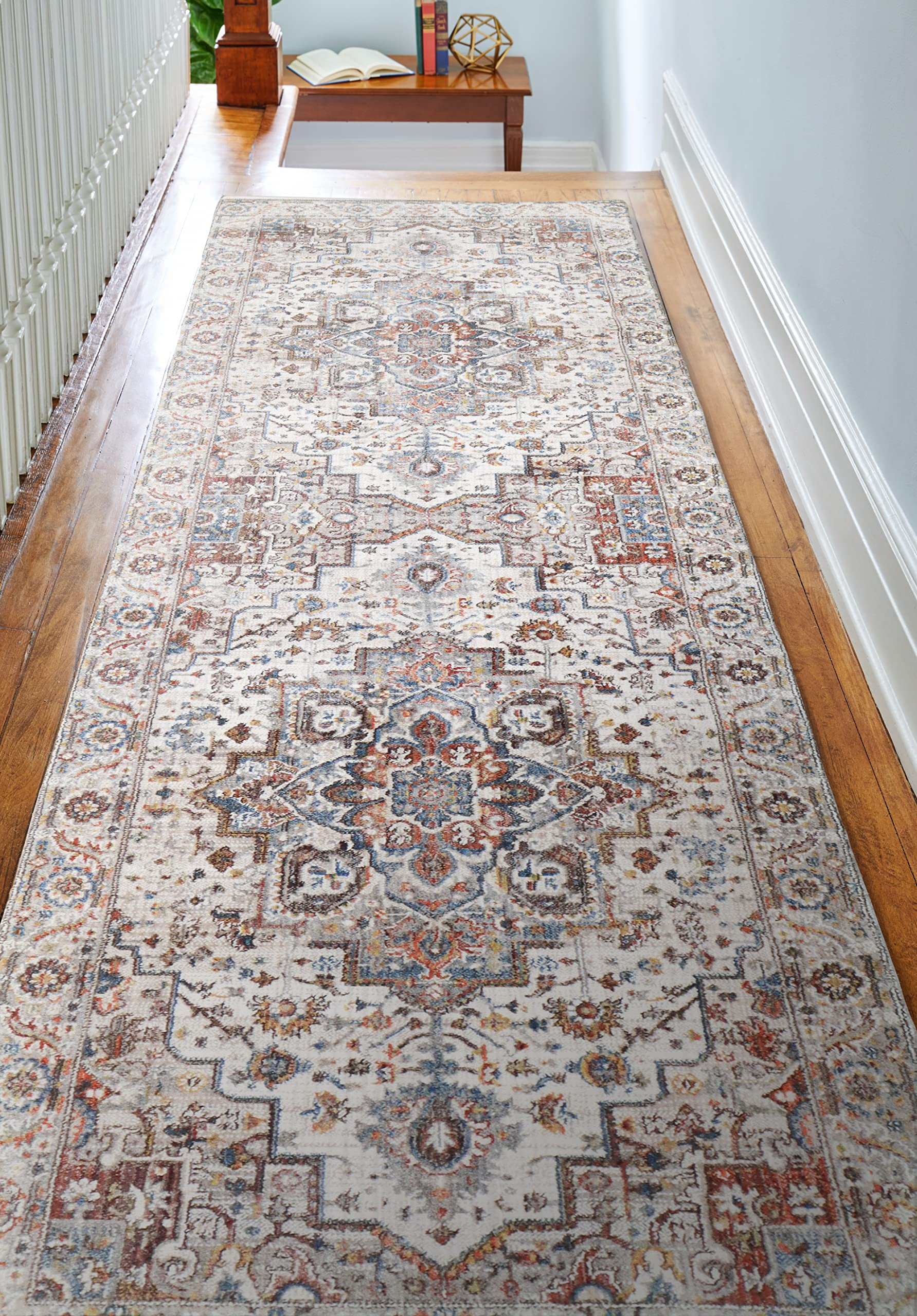 Bashian Collection Luxury Power Loom Polyester Area Rug - 2.6' x 8' Ivory Runner Rug for Entryway, Living Room, Bedroom - Soft & Durable Home Decor for High Traffic Areas
