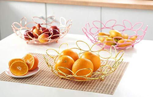Stainless Steel Mesh Woven Fruit Basket - Kitchen Countertop Organizer for Fruits, Vegetables, Bread & Snacks Storage | Decorative Gold Home Decor | Perfect for Pantry, Dining Table & Kitchen Counter Display