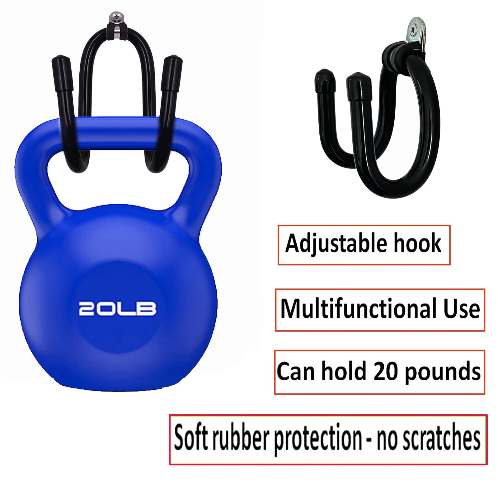 2 Pack Heavy Duty Bar Clamp Wall Hanger - Adjustable Wall Mount Storage Rack for Bar Clamps of All Sizes - Bendable Design Holds Various Tools - Perfect for Garage, Workshop & Tool Organization (No Bar Clamp Included)