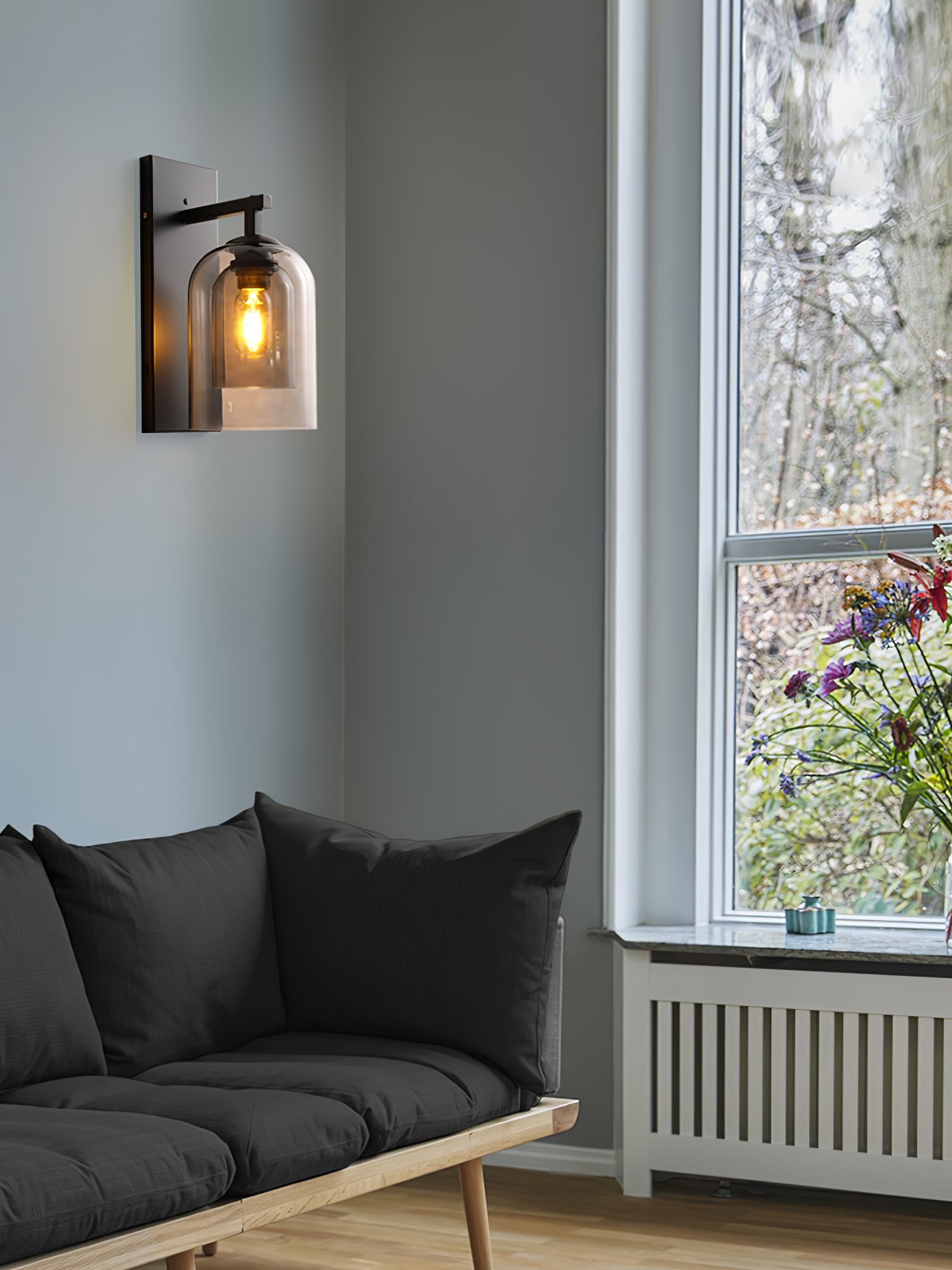Modern Glass Tubular Wall Lamp - Sleek LED Sconce Lighting for Bedroom, Living Room & Hallway - Energy Efficient Indoor Wall Light Fixture