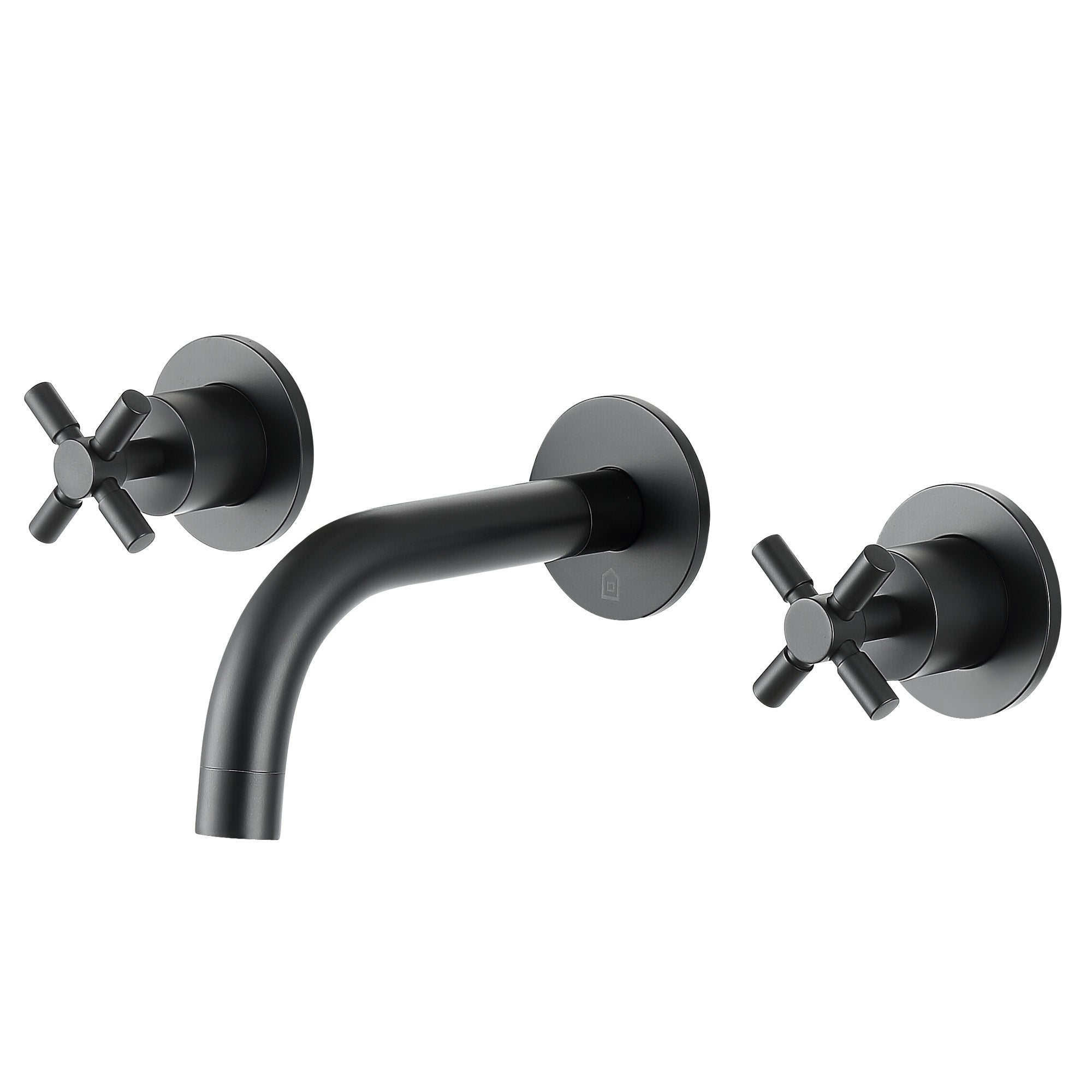 Ancona Prima Matte Black Two Handle Wall Mounted Bathroom Faucet - Modern Waterfall Spout for Bathroom Sink, Vanity, Powder Room & Guest Bath Installation