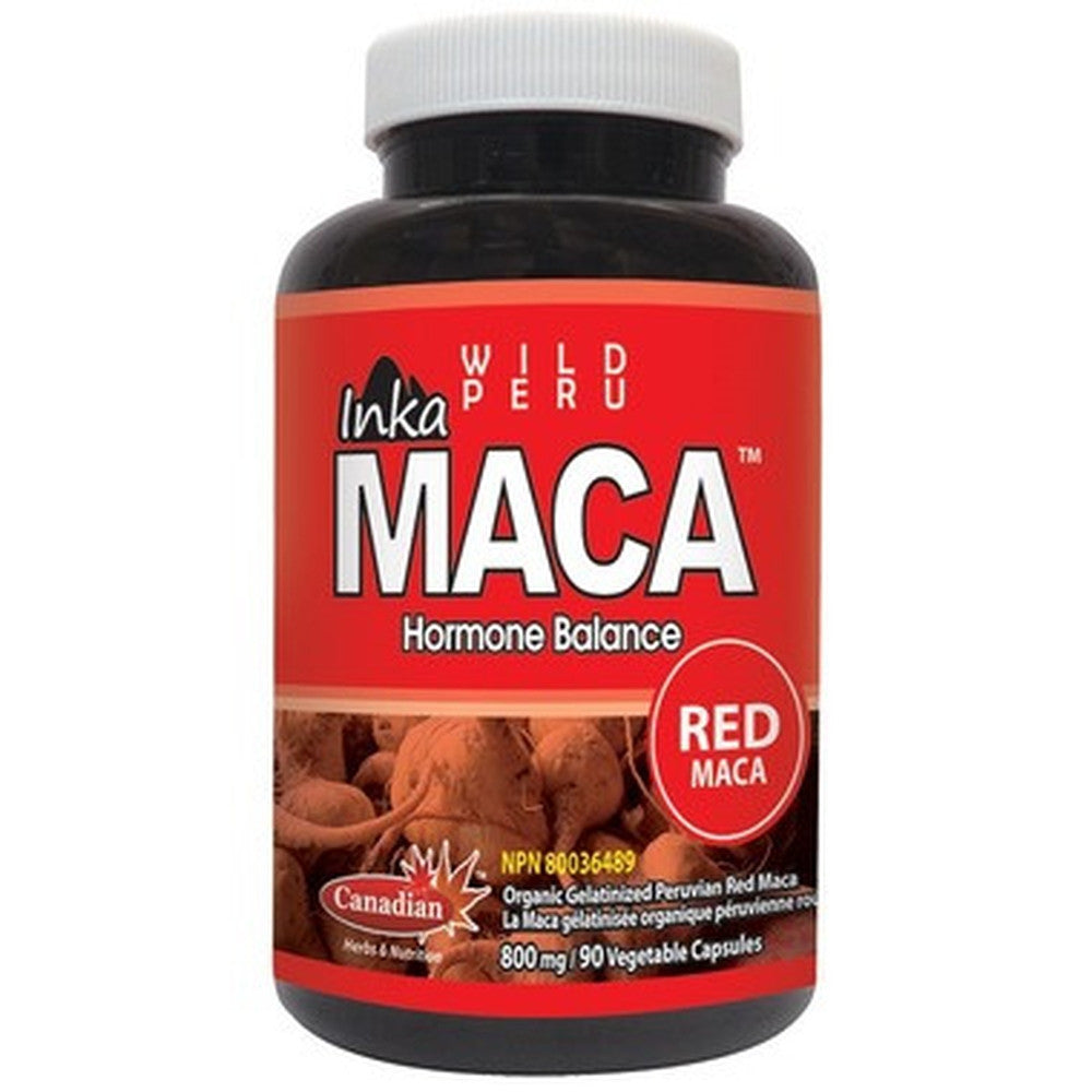Organic Inka Wild Peru Red Maca Root Powder 800mg - 90 Vegan Capsules for Energy, Stamina & Hormonal Balance - Supports Workout Performance & Stress Relief