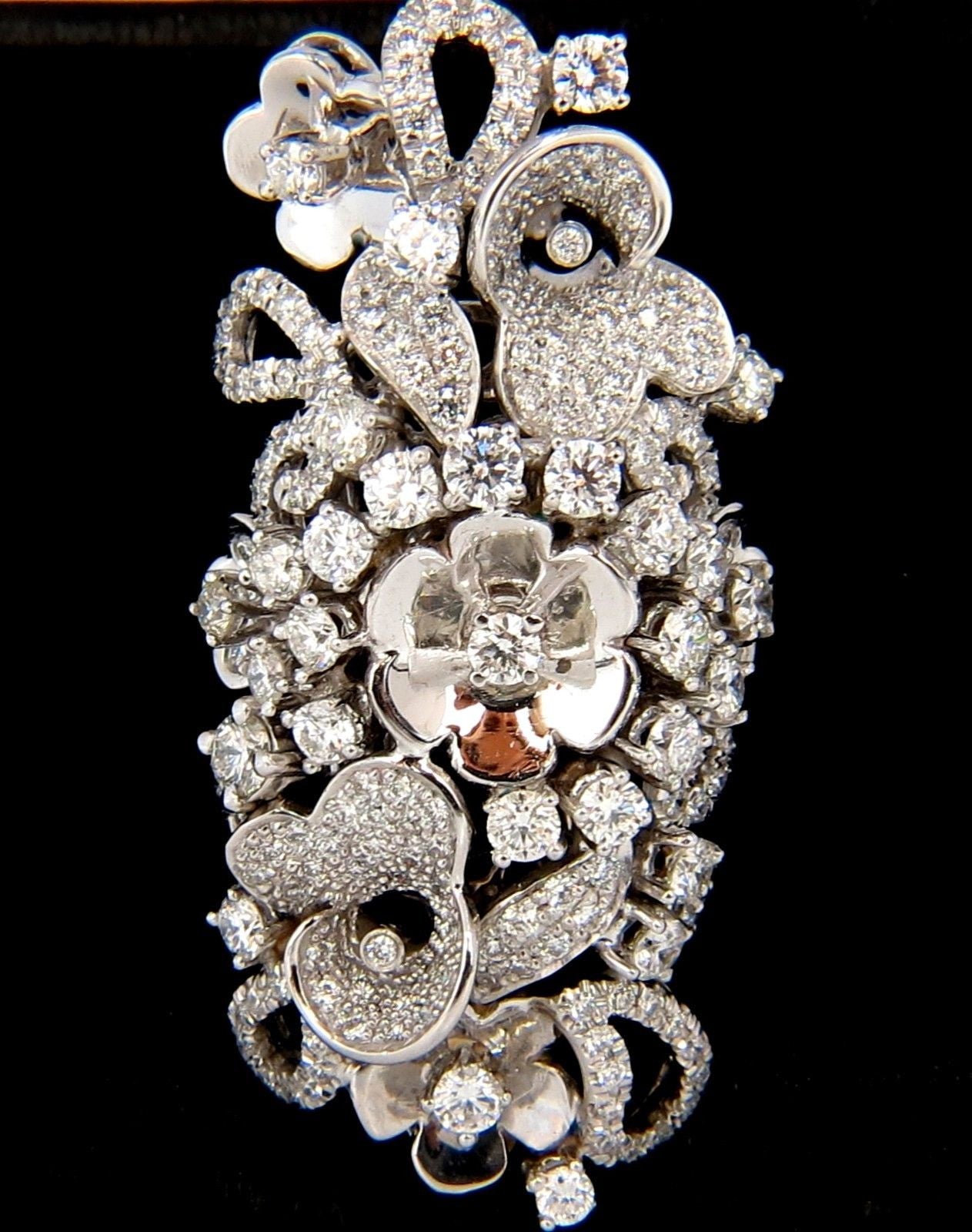 4.00 Carat Natural Brilliant Diamond Floral Cocktail Vine 3D Deco Ring in 18K Gold – Perfect for Weddings, Parties & Special Occasions