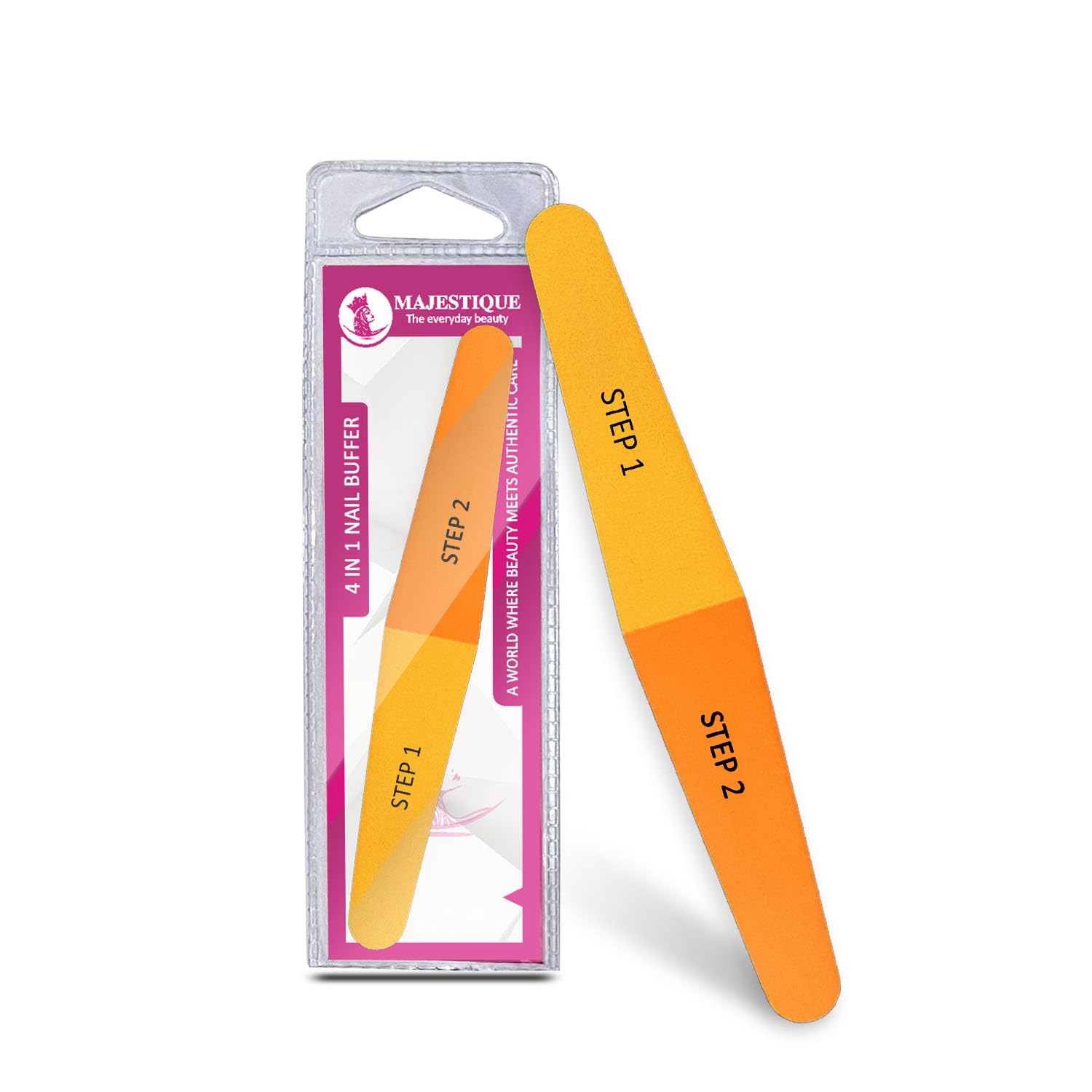 Majestique 4-in-1 Nail File & Buffer Set - Professional Manicure Tools for Smooth, Shiny Nails | All-Purpose Nail Care Kit with File, Buffer & Shiner | Perfect for Home & Salon Use | 1 Pack