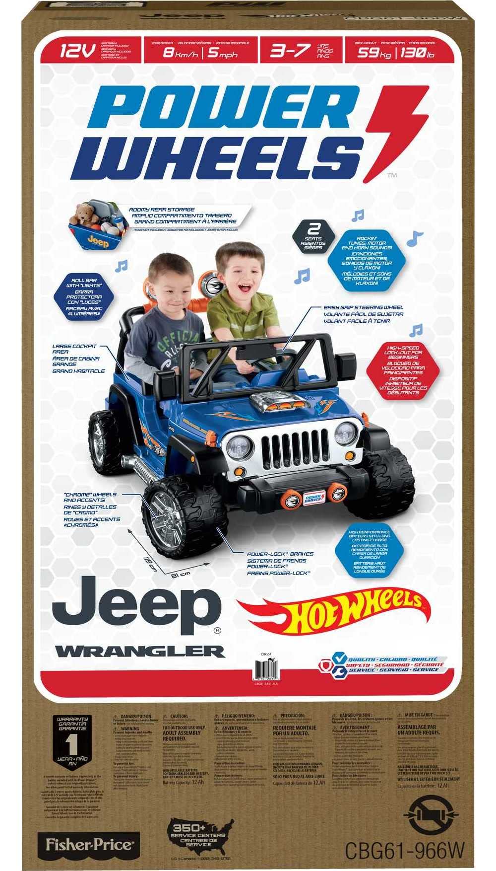 Hot Wheels Jeep Wrangler Ride-On Toy Car for Kids Ages 3-7 - Battery Powered 12V Electric Vehicle with Music, Sounds & Storage Compartment - Perfect for Outdoor Play, Birthday Gifts & Preschool Activities