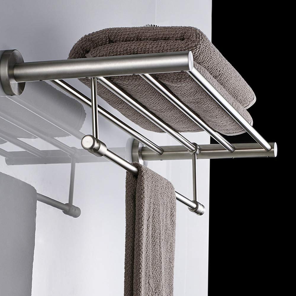 Stainless Steel Bathroom Towel Rack & Shelf Organizer - 60cm Chrome Wall Mounted Double Towel Bar for Bathroom & Shower Storage | Perfect for Small Spaces, Modern Home Decor & Spa-Like Bathroom Experience