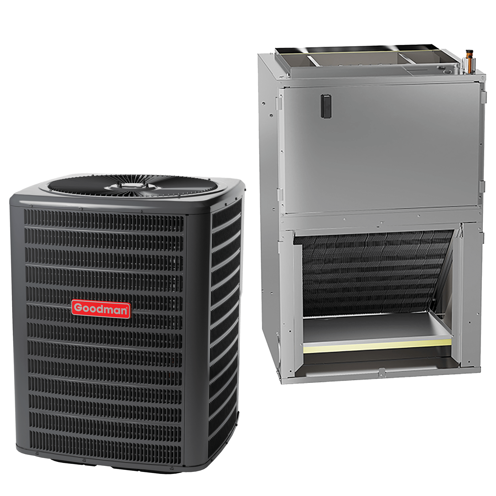 1.5 Ton 14.3 SEER2 R32 Goodman Wall Mount Central Air Conditioner with 3kW Heater - Energy Efficient Cooling & Heating for Homes, Offices, and Commercial Spaces