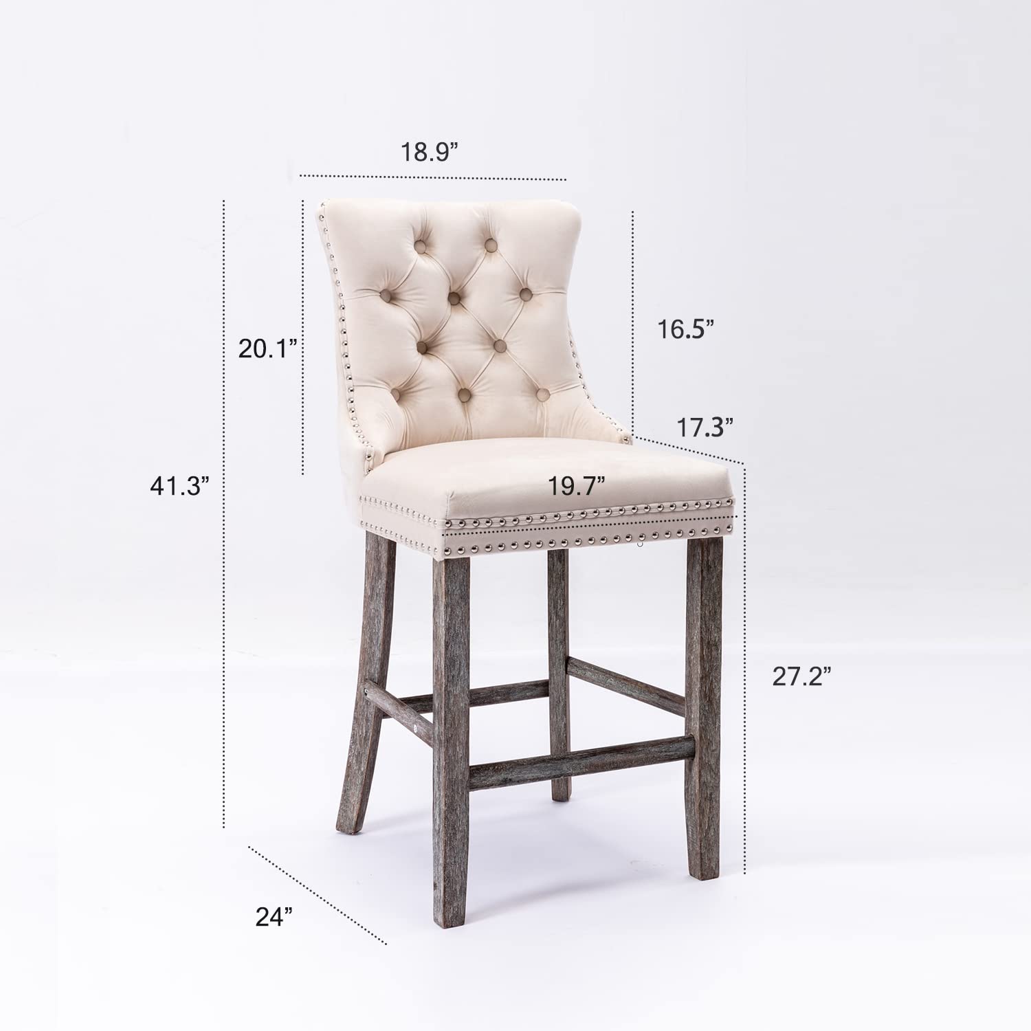 Kiztir Velvet Bar Stools Set of 2 - 27