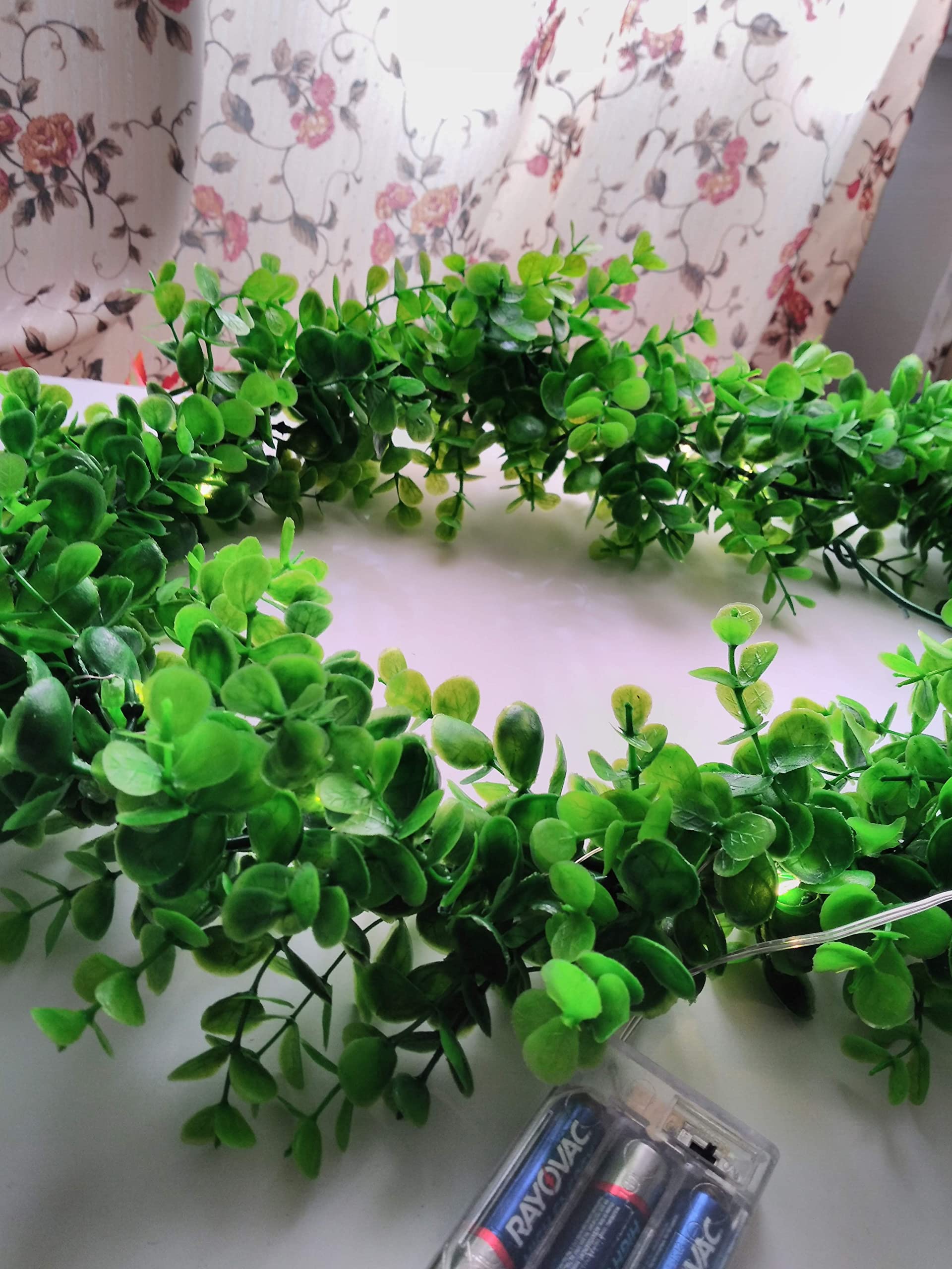 Premium LED Boxwood Leaves Garland - 6FT Artificial Greenery with Warm White Lights for Indoor/Outdoor Wedding, Party, and Home Decor