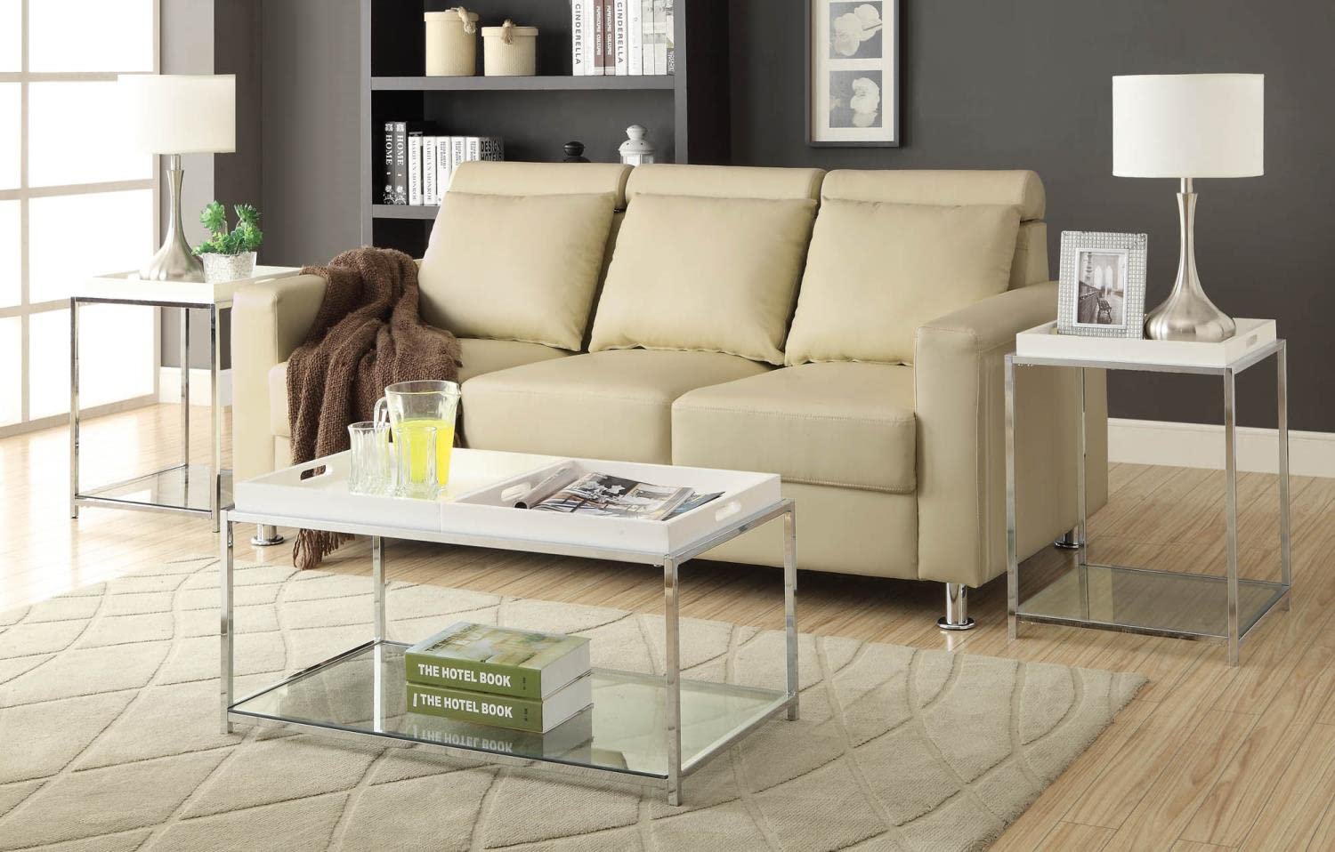 Convenience Concepts Palm Beach Console Table - White Entryway Sofa Table for Hallway, Living Room & Bedroom Decor