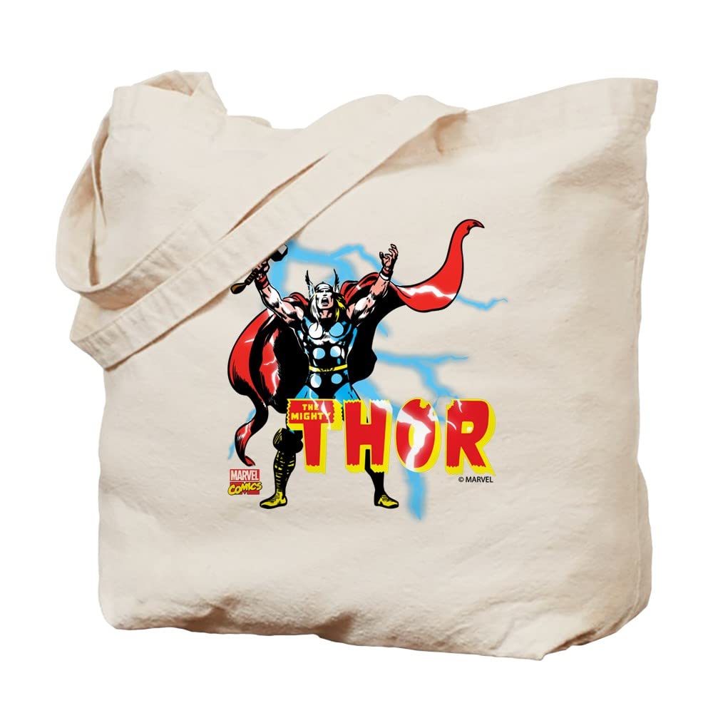 Thor Lightning Tote Bag - Natural Canvas Reusable Shopping Bag for Groceries, Beach & Daily Use | Marvel Superhero Gift for Fans