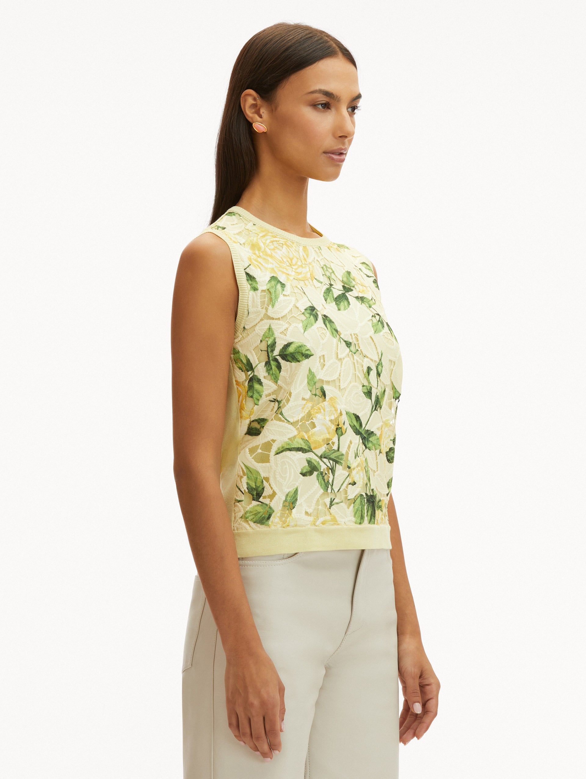 English Rose Guipure Lace Inset Tank Top - Elegant Floral Blouse for Women | Perfect for Summer Outfits, Date Nights & Special Occasions