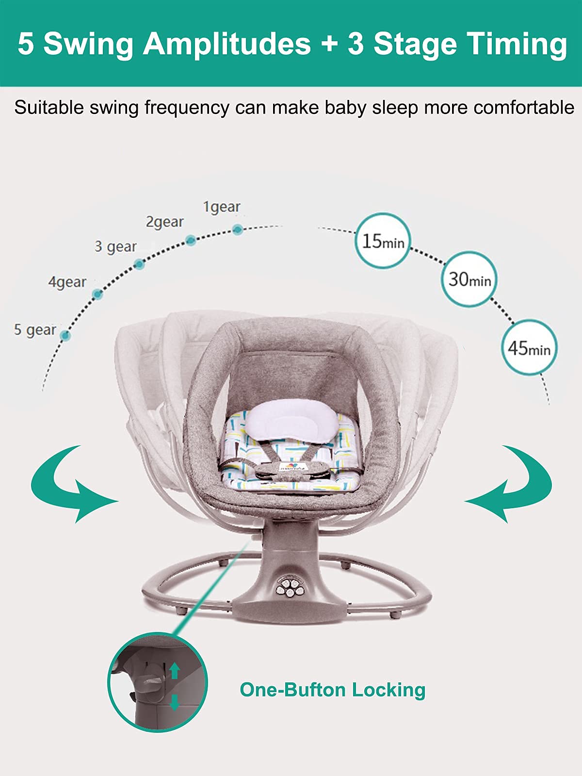 Electric Baby Swing with Bluetooth Music & 5 Speed Settings - Portable Adjustable Infant Rocker with Remote Control, Lullabies & Soothing Vibration - Perfect for Nursery, Daycare & On-the-Go Parenting (Pink)