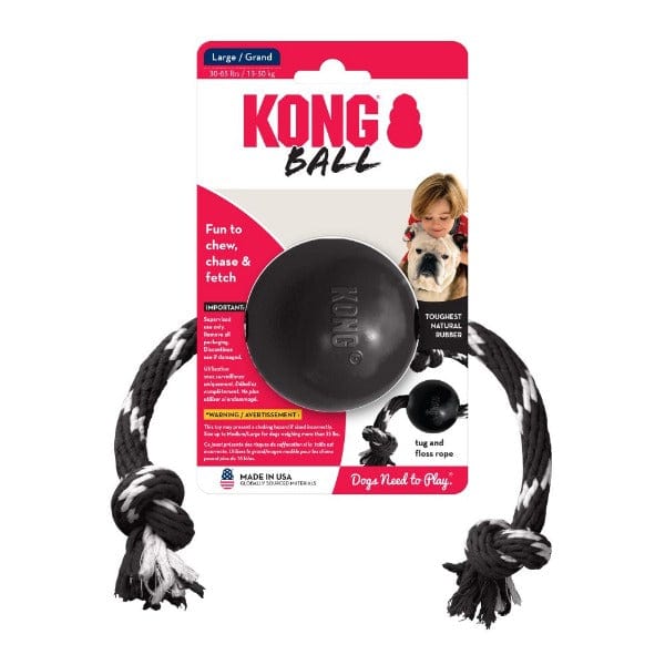 KONG Extreme Ball with Rope - Durable Chew Toy for Large Dogs - Perfect for Fetch, Tug-of-War & Aggressive Chewers