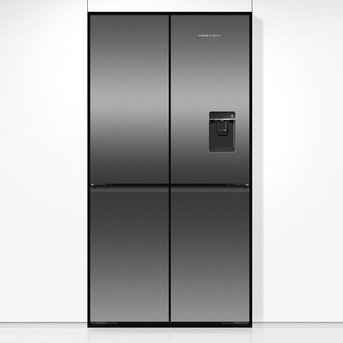 Fisher & Paykel RF605QNUVB1 21.2 cu ft Quad Door Refrigerator with Ice & Water Dispenser - Black Stainless Steel | Perfect for Modern Kitchens & Large Families