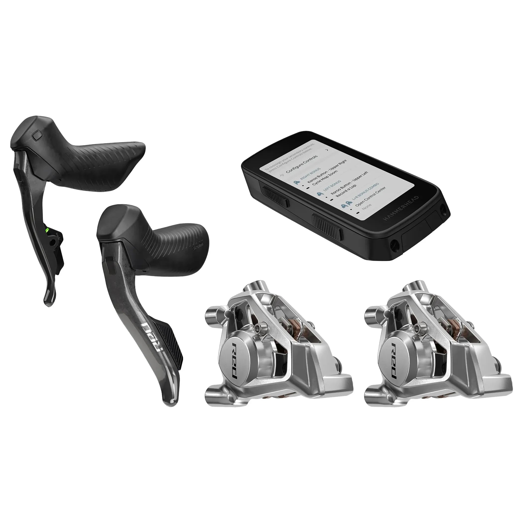 SRAM Red eTap AXS HRD Road Bike Upgrade Kit - Electronic Shift/Brake Levers, Flat Mount Calipers, Hammerhead Karoo E1 GPS | High-Performance Groupset for Road Cycling & Racing