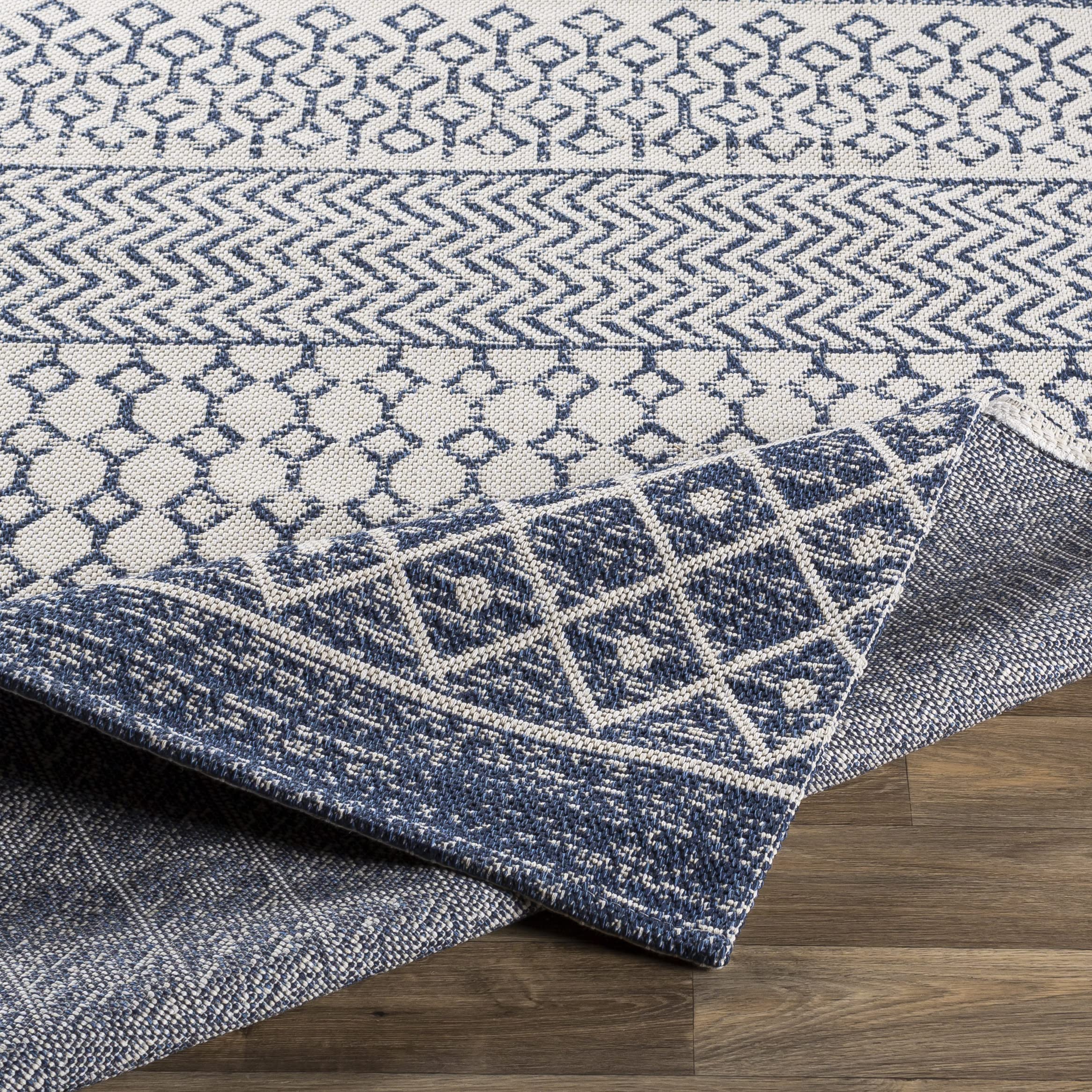 Mark&Day 5x7 Aigle Global Denim Area Rug - Blue Grey Washable Carpet for Living Room, Bedroom, Kitchen (5'3