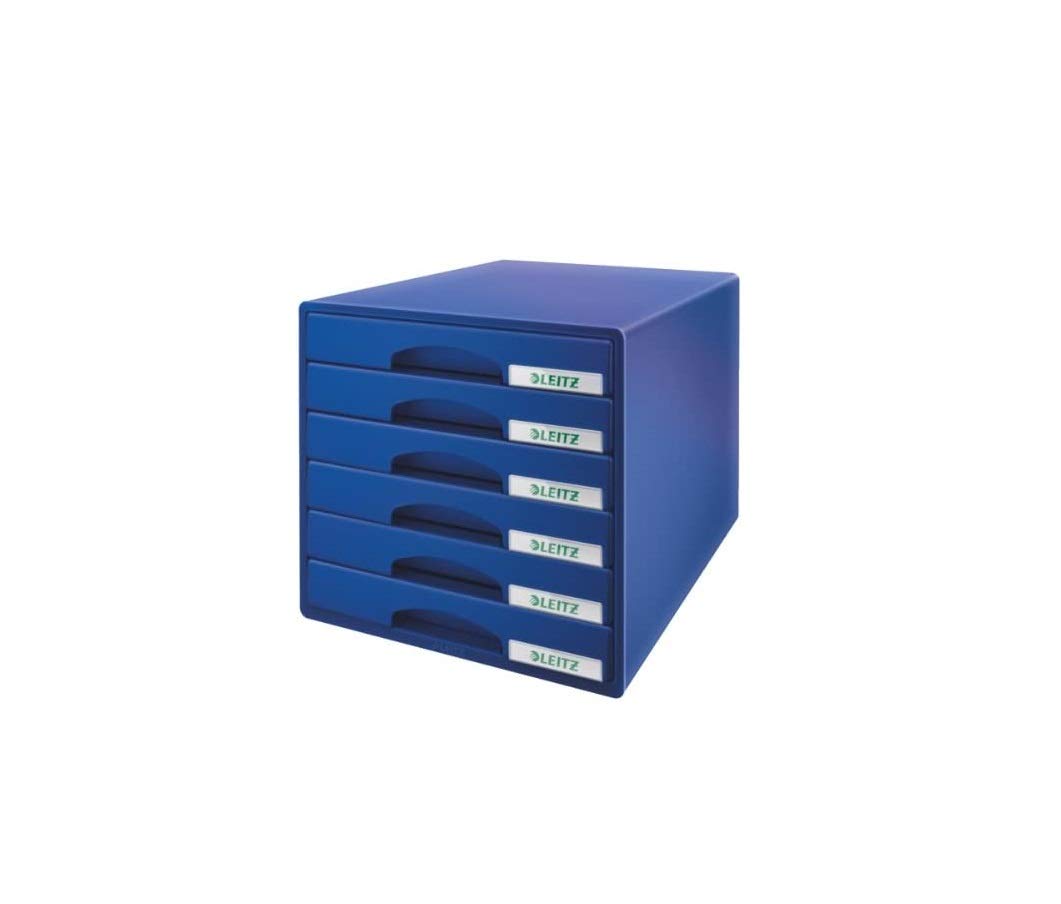 Leitz 6 A4 Drawer Filing Cabinet - Blue Office Organizer with 6 Drawers for Document Storage | Perfect for Home Office, School & Workplace Organization