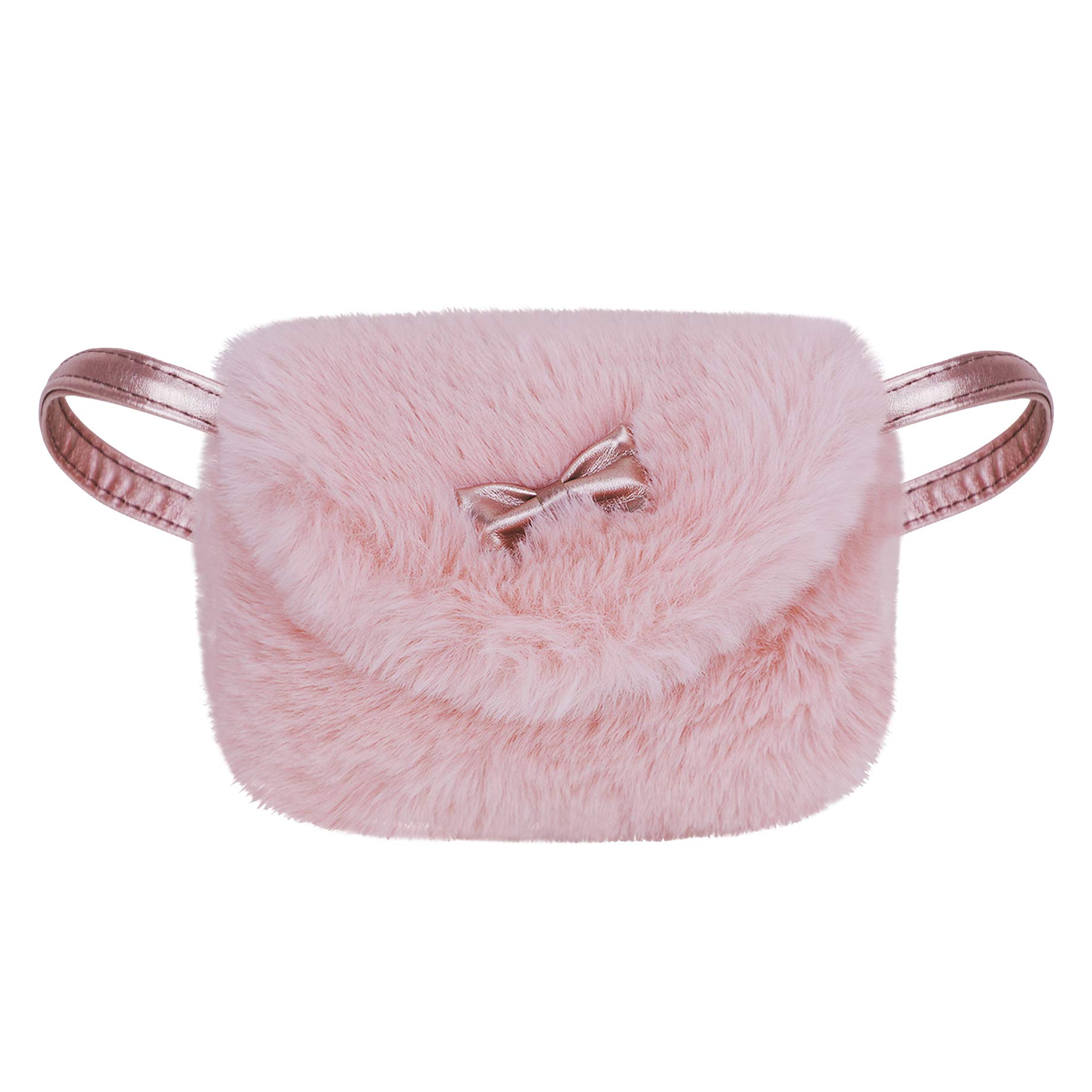 Cute Fuzzy Mini Shoulder Bag for Girls - Kids Messenger Purse with Crossbody Strap, Toddler Cell Phone Holder & Small Clutch Handbag - Perfect for School, Travel & Daily Use