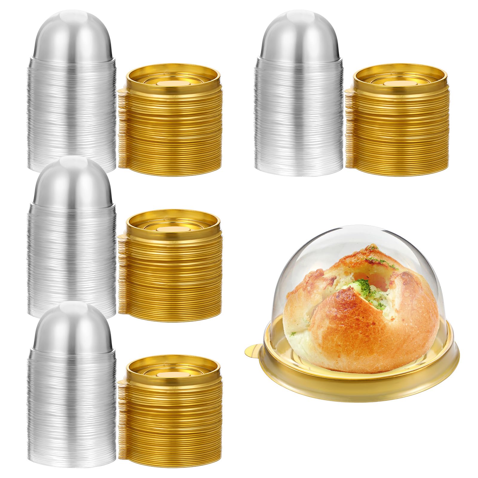 200-Piece Clear Charcuterie Domes with Lids - Mini Cake Pans & Cupcake Containers for Desserts, Cheesecake, Cookies | Perfect for Party Snacks, Baking, and Food Display
