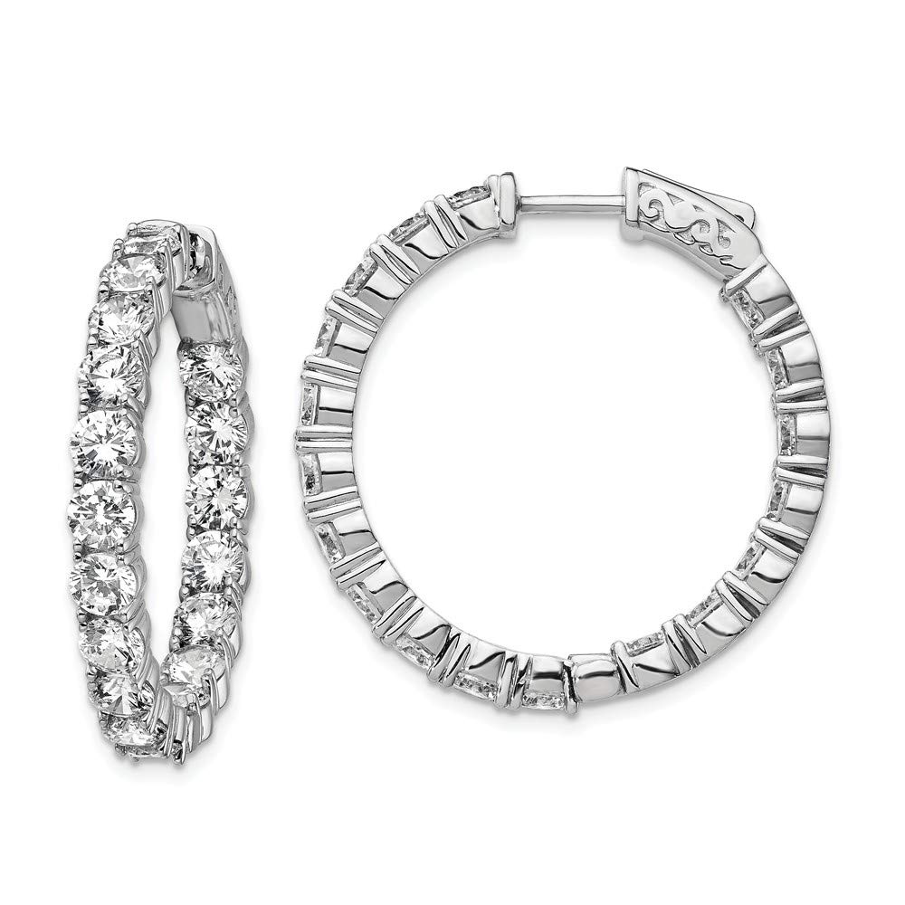 925 Sterling Silver CZ Cubic Zirconia Inside-Out Hinged Hoop Earrings 28mm - Elegant Dangle Earrings for Women, Perfect for Parties, Weddings & Everyday Wear