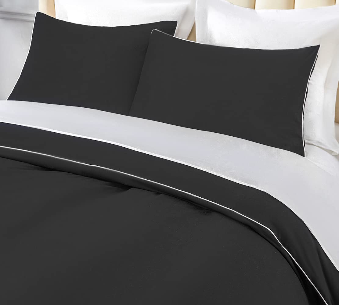 DAUAOTO Black Queen Bedding Set - Duvet Cover & Pillow Shams for Halloween Decor