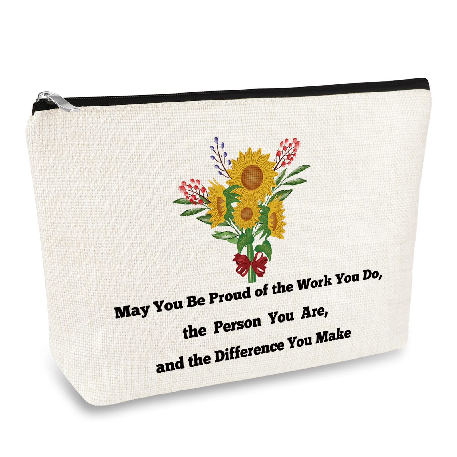 Social Worker Appreciation Gifts - Inspirational Makeup Cosmetic Bag for Women, Coworker, Employee, Nurse, Teacher & Grandma - Perfect for Volunteer Farewell, Retirement & Going Away Gifts - Ideal for Work, Travel & Daily Use
