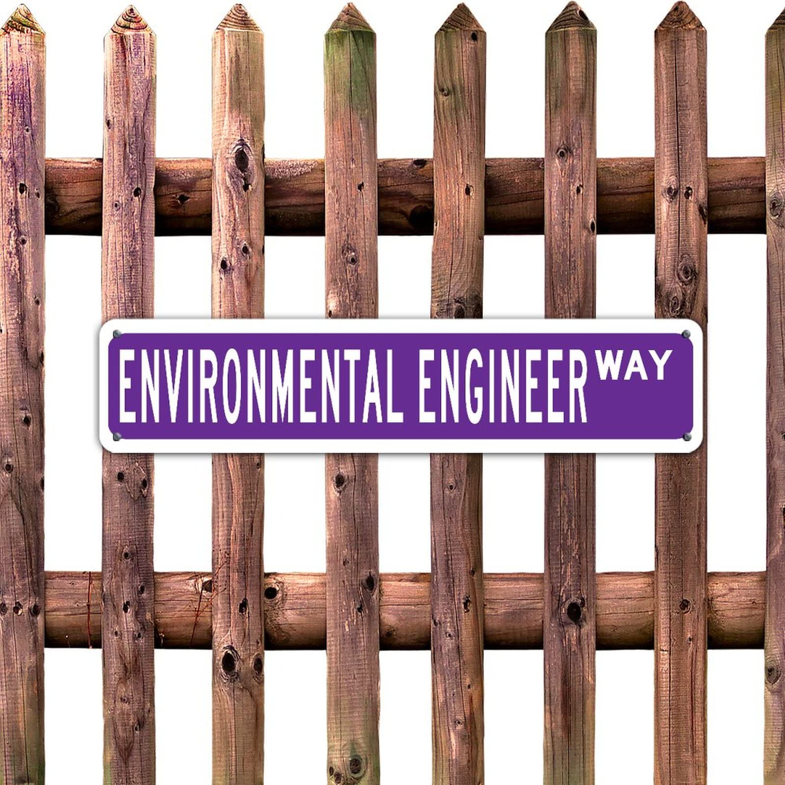 Custom Rustic Purple Metal Wall Sign - Durable 4x18 Inch Weather-Resistant Office Decor for Garage, Restaurant & Indoor/Outdoor Use | Environmental Engineer Career Gift & Street Style Home Decoration