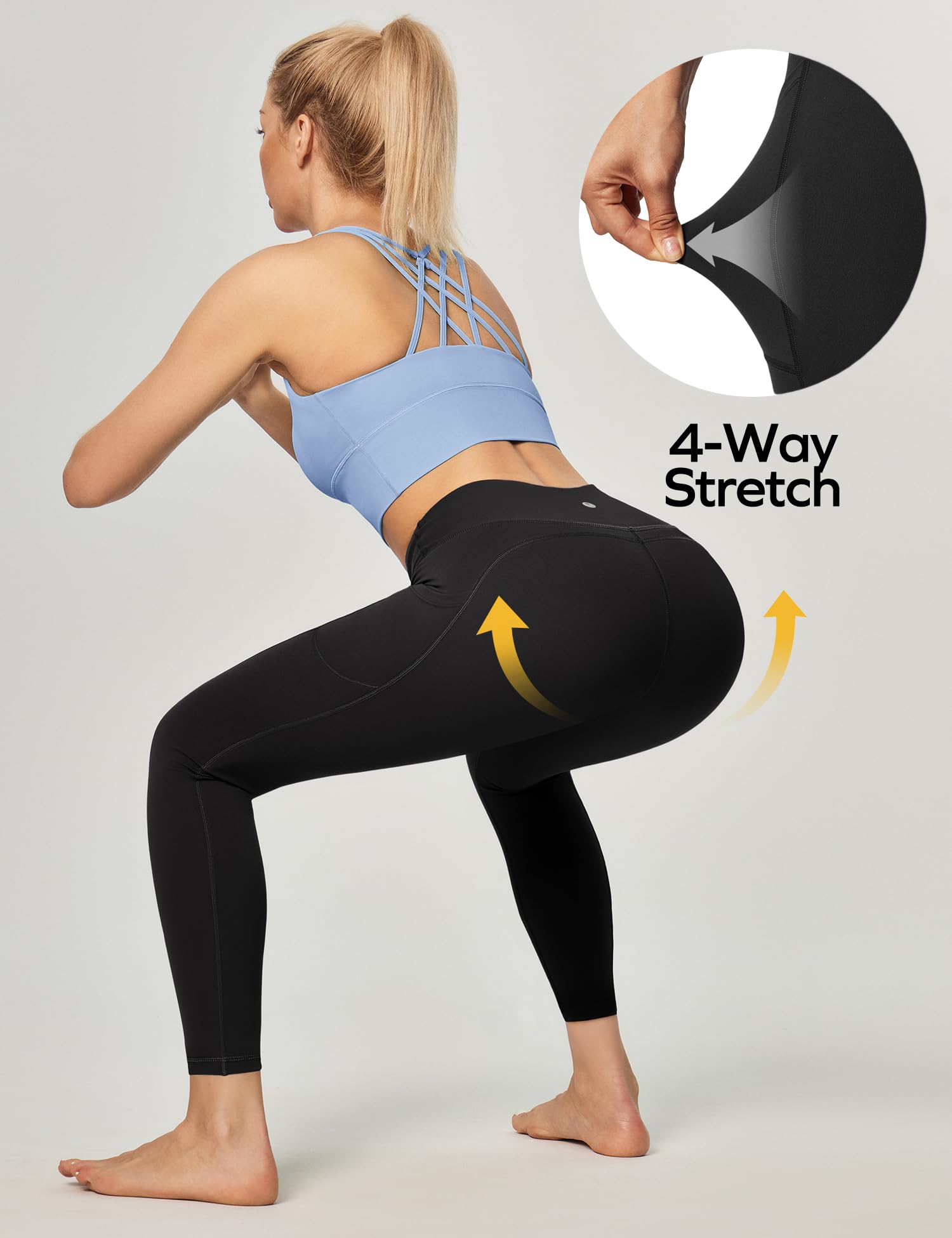 Ewedoos High Waist Yoga Pants with Pockets - Women's Tummy Control Workout Leggings - Compression Fitness Leggings for Running, Gym & Lounge