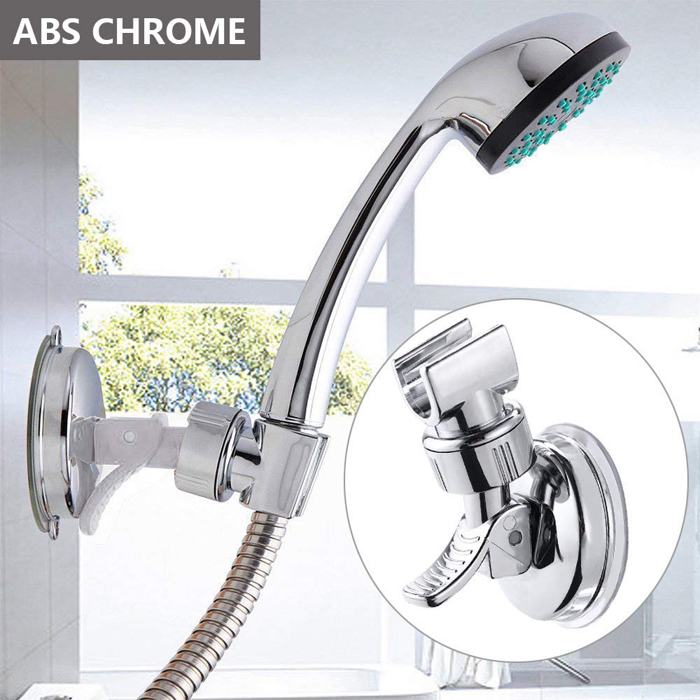 Adjustable Shower Head Holder with 360° Rotation & Vacuum Suction Cup - Removable Wall Mount Bracket for Bathroom (Silver) - Perfect for Handheld Showerheads, Spa & Relaxation