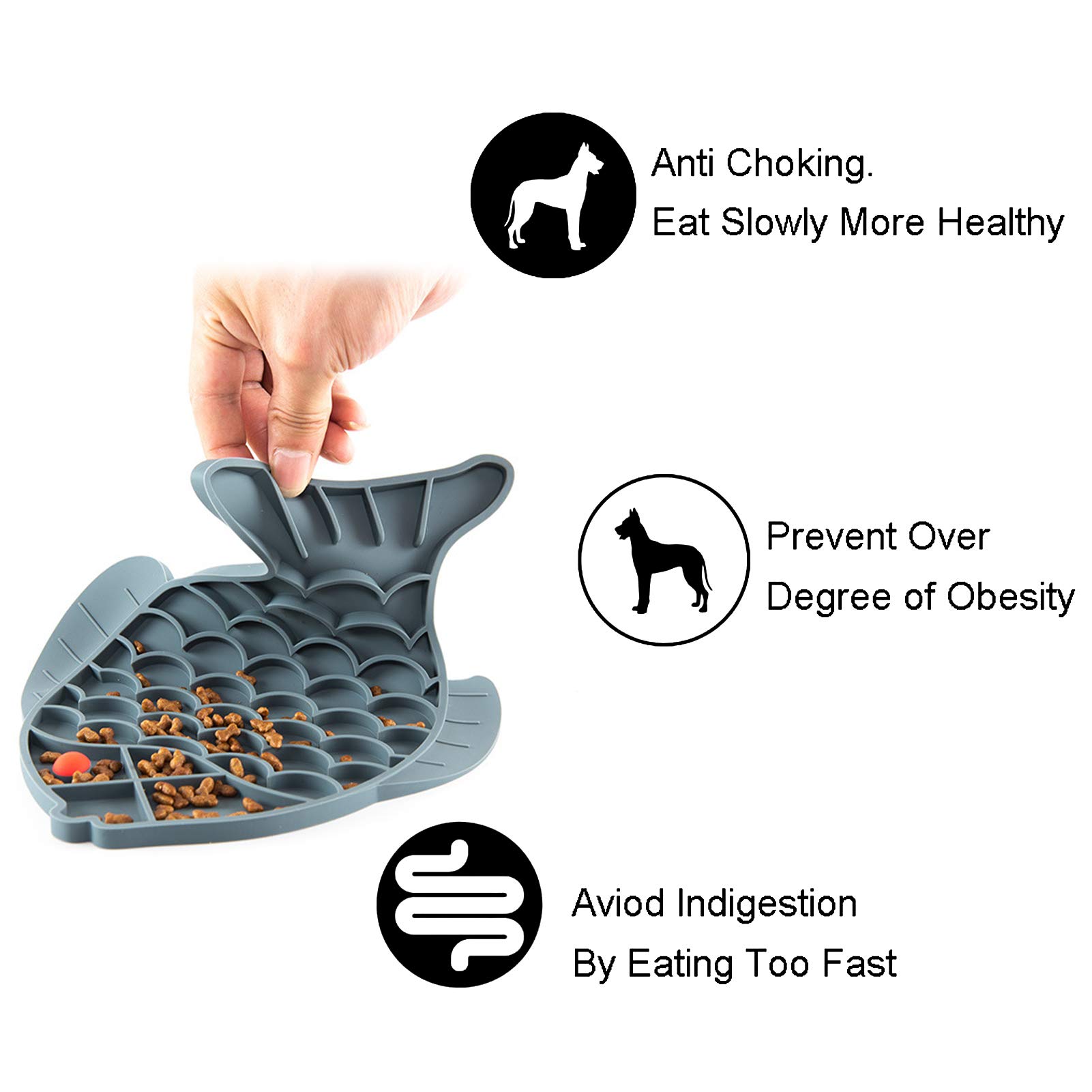 VASTAIR 2-Pack Silicone Lick Mats for Dogs & Cats - Slow Feeder Puzzle Mat for Peanut Butter, Yogurt - Reduces Anxiety & Boredom - Perfect for Bath Time, Grooming & Mealtime (Fish Design)