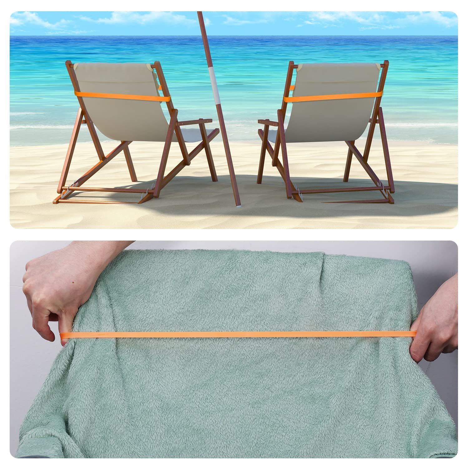 12 Pack Stretchable Silicone Beach Towel Clips - Colorful Towel Holders for Beach Chairs, Poolside & Vacation - Secure Your Towel at the Beach, Pool or Backyard (Multi-Colored)