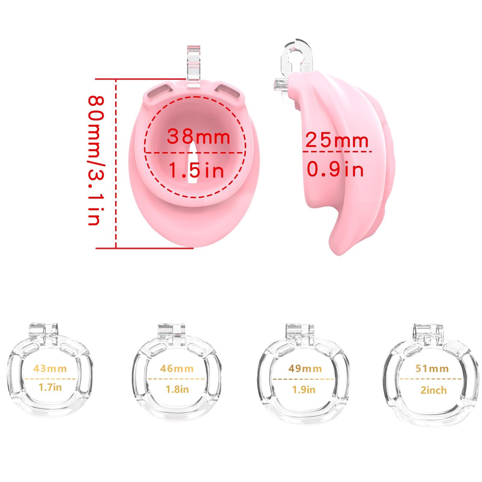 3D Printed Male Chastity Cage - Soft TPE Sissy Cock Cage with Lock, Bondage Gear & Accessories for BDSM, Adult Sex Toys, Slave Training Device (Pink) | Perfect for Couples Play, Submissive Training & Long-Term Wear