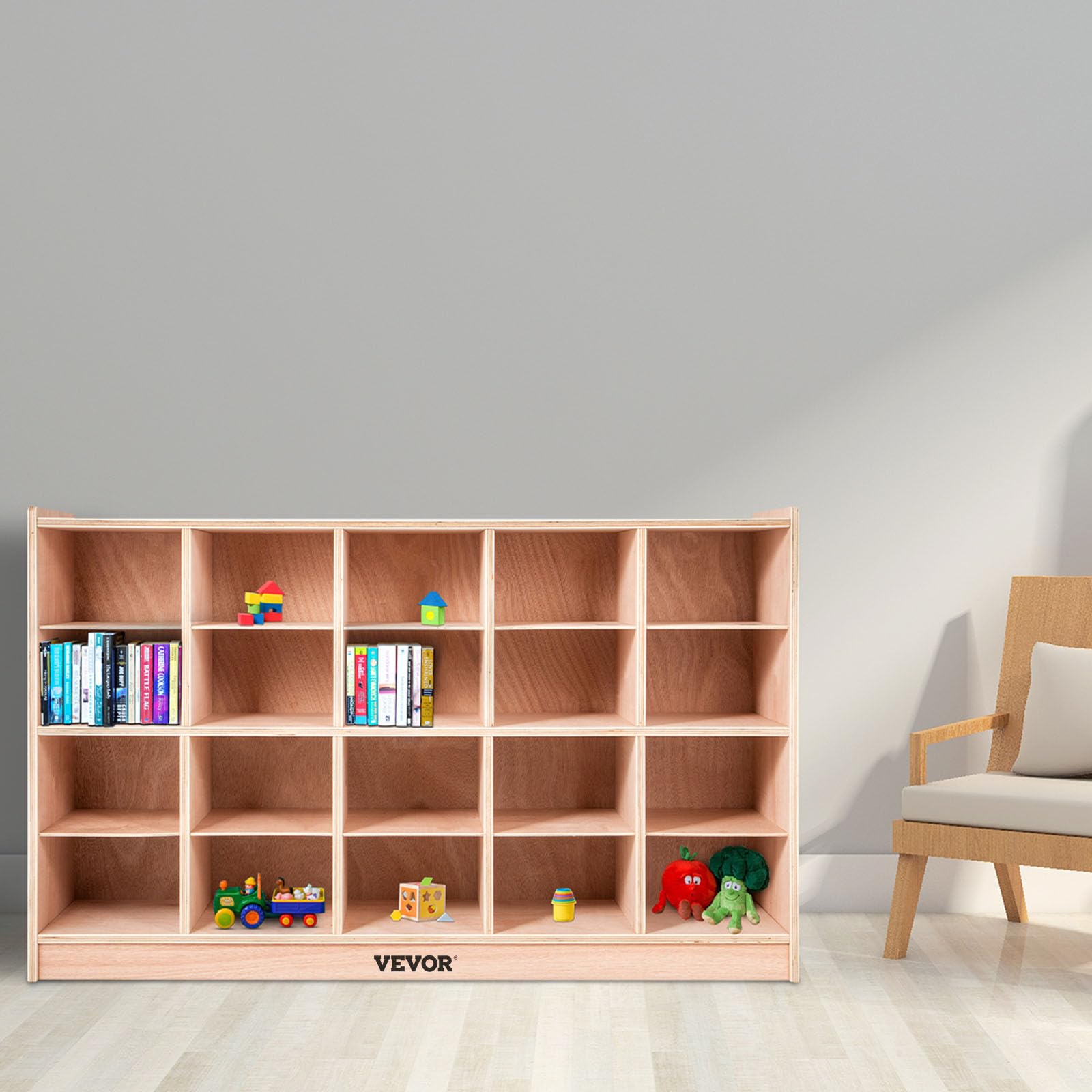 VEVOR 20-Section Classroom Cubbies Storage Cabinet - Organizer for School, Kindergarten & Home - Perfect for Toys, Books & Supplies Storage (Ideal for Daycare, Playroom & Classroom Organization)