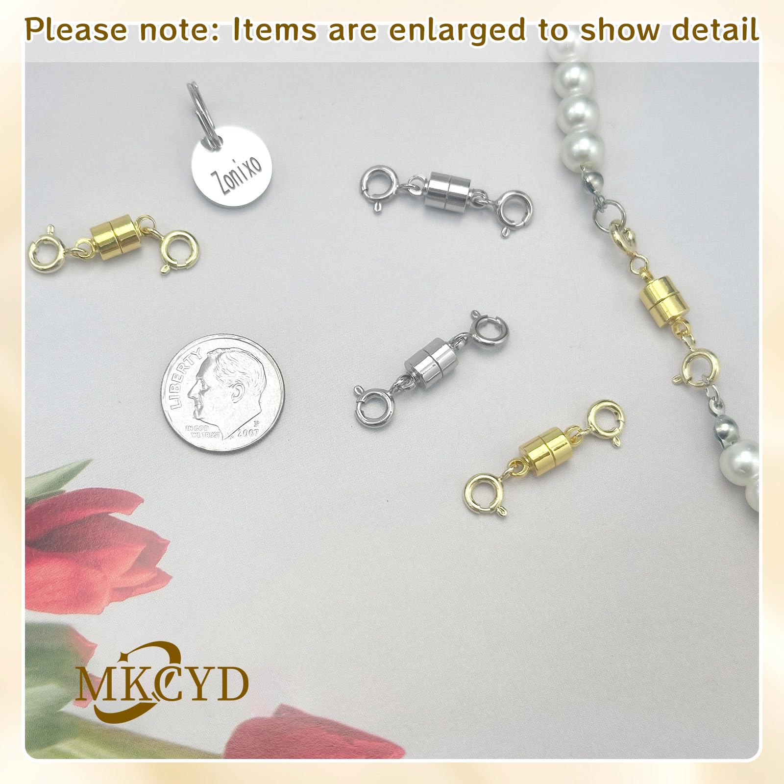 14K Gold & Silver Magnetic Necklace Clasps - Secure Jewelry Closures for Women, Double Magnetic Bracelet Extenders | Perfect for Layering Necklaces, Adjusting Chain Length & Jewelry DIY Projects