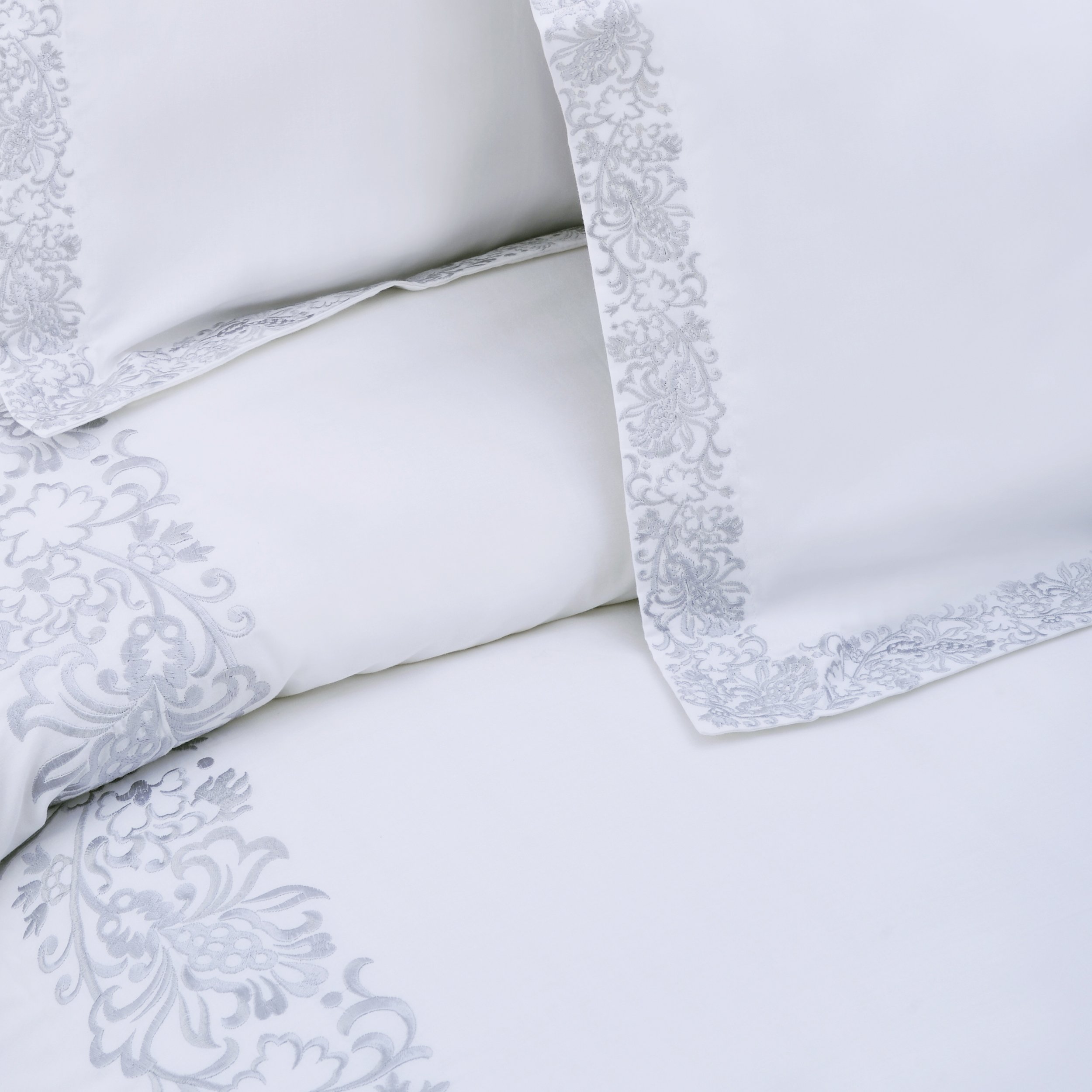 Premium Embroidered Cotton Duvet Cover Set - Soft Luxury Bedding with Button Closure - 1 Duvet Cover + 2 Pillow Shams - Moonlawn Collection - Elegant White Full/Queen Size - Perfect for Master Bedroom, Guest Room & Hotel Style Decor