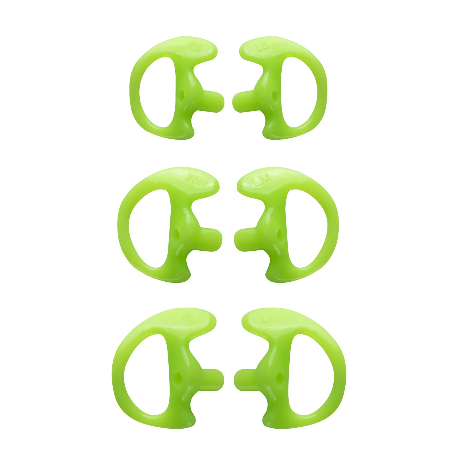 KEYBLU Universal Radio Replacement Earmold - 3 Pairs Silicone Earbuds for Two-Way Radios, Walkie Talkies & Coil Tube Headsets (Green, S/M/L Sizes) - Comfortable Noise Isolation for Security, Construction & Outdoor Communication