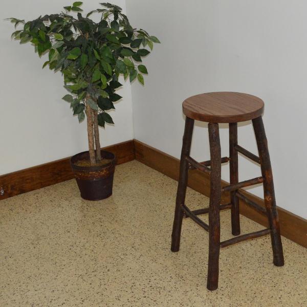 Premium Hickory Wood Bar Stool with Back Support - Rustic Farmhouse Style Counter Height Stool for Kitchen Island, Breakfast Nook & Home Bar (Set of 1) - Natural Wood Finish, Durable & Comfortable Seating