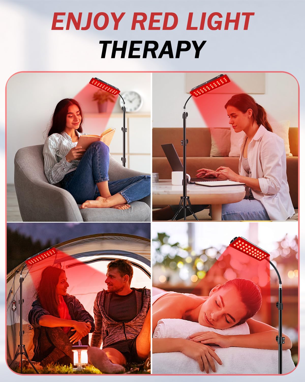 Red Light Therapy Lamp for Body Pain Relief & Skin Rejuvenation - 660nm Red & 850nm Near Infrared Light Therapy Device with Adjustable Stand & Eye Protection Goggles - Perfect for Home Use, Muscle Recovery, Joint Pain, and Anti-Aging Treatments