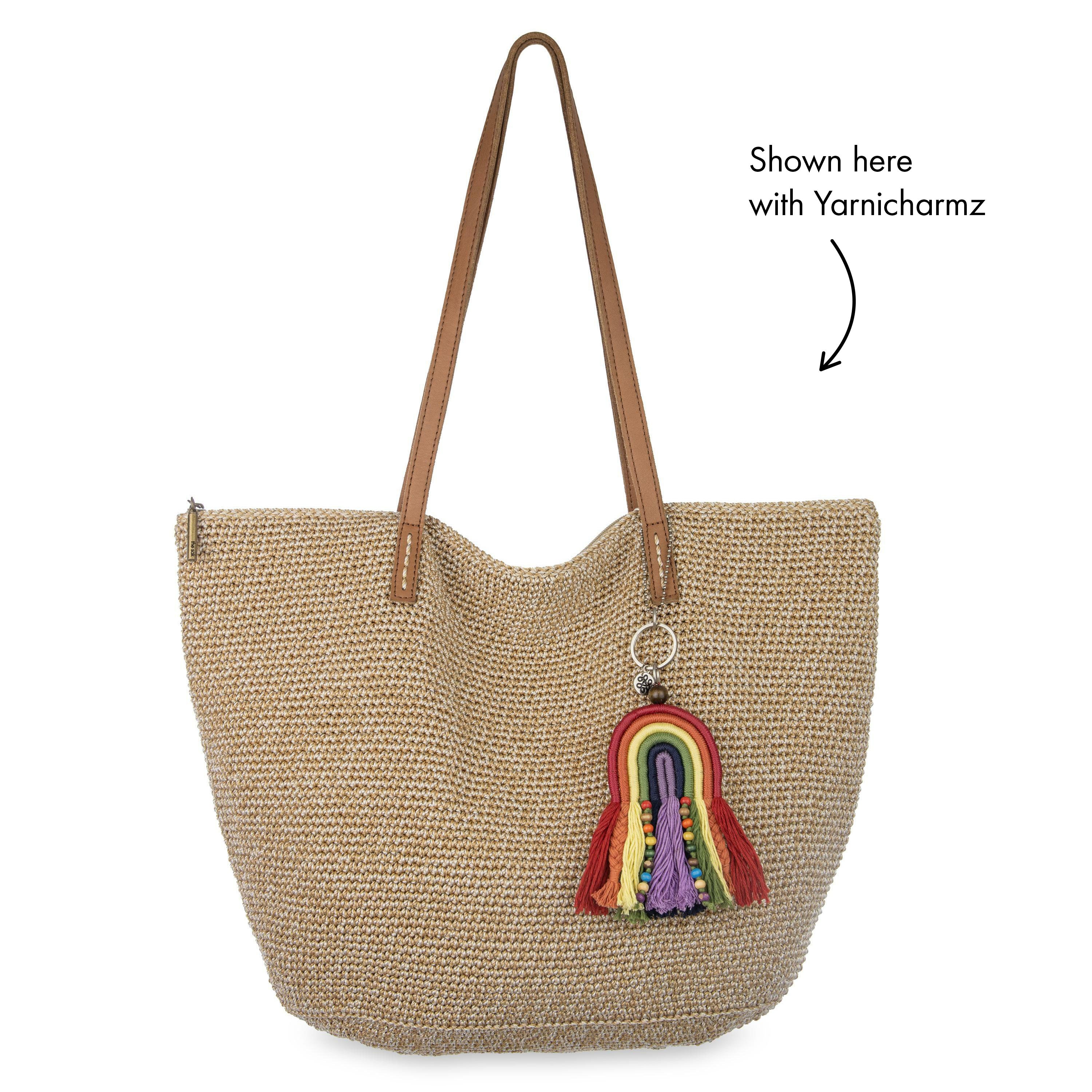 Faye Large Tote Bag - Hand Crochet Bamboo Beach Bag - Perfect for Summer Travel, Shopping & Picnics
