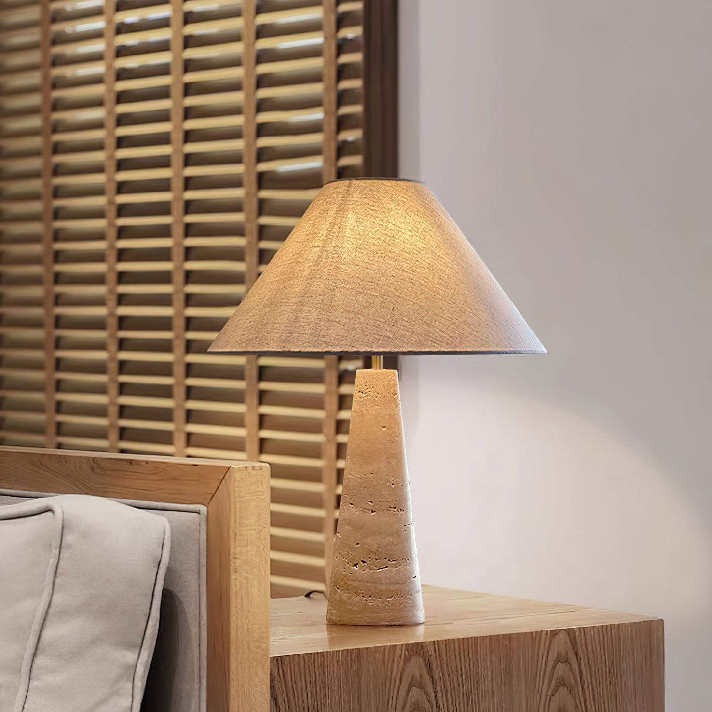 Butler Travertine Table Lamp - Modern Natural Stone Lamp for Living Room, Bedroom & Office - Elegant Home Decor Lighting for Ambient & Task Use
