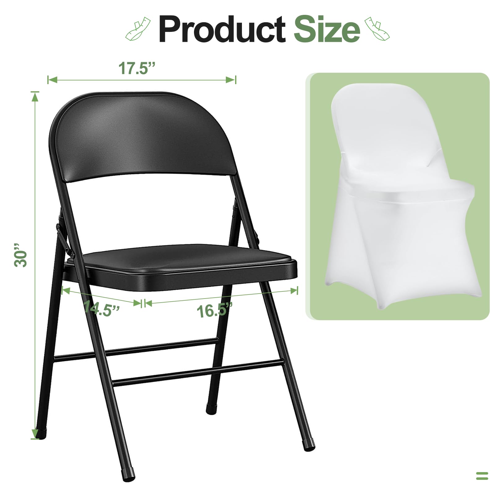 EMART 10-Pack White Folding Chair Covers - Stretchable Polyester Spandex Universal Fit Slipcovers for Weddings, Parties, Banquets & Holiday Celebrations | Perfect for Event Decor, Home Gatherings & Outdoor Celebrations