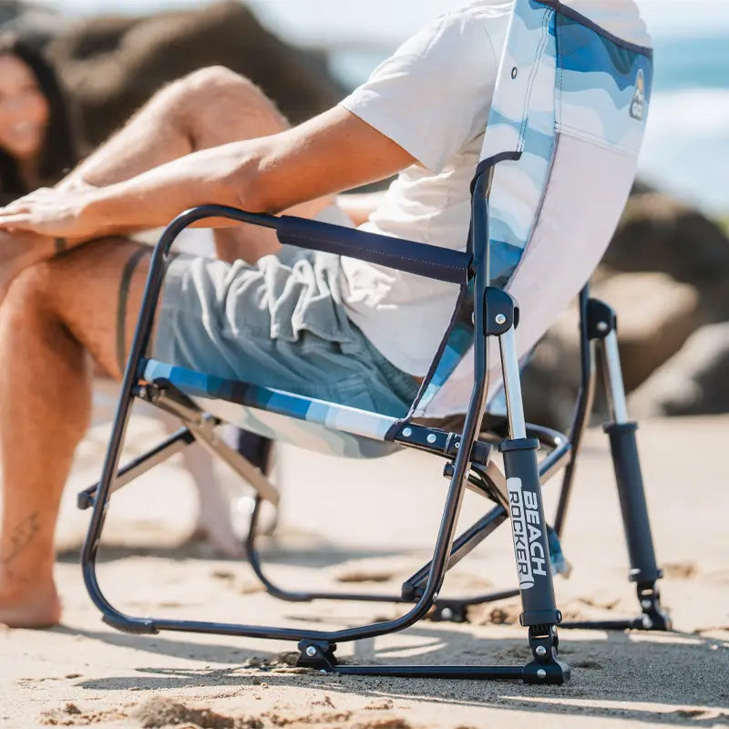 Premium Folding Beach Rocker Chair - Portable & Lightweight for Outdoor Relaxation at Beach, Pool, Camping, and Backyard