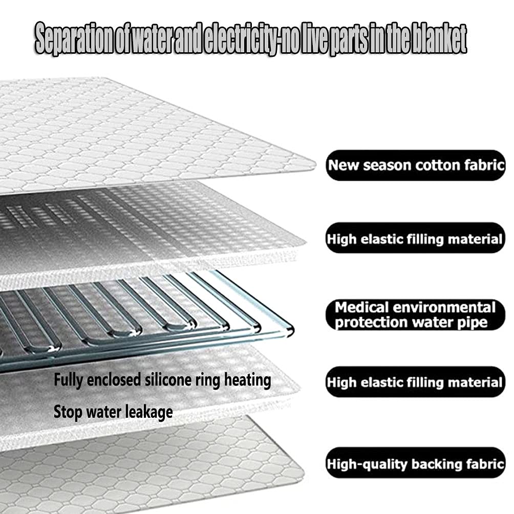 Electric Heated Mattress Pad with Water Circulation - Ultra Quiet, No EMF, Winter Warmth (0.9x1.8M) - Perfect for Cold Nights, Arthritis Pain Relief & Cozy Bedroom Comfort