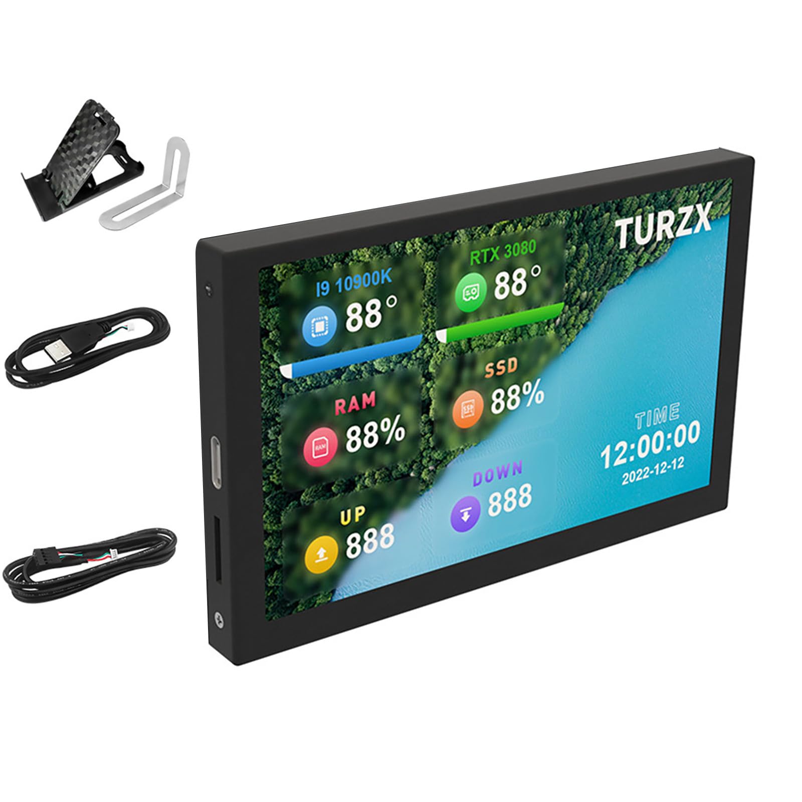 MOOKEENONE 5 Inch PC Hardware Temperature Monitor - LCD Display for CPU, RAM, GPU & HDD - Real-Time System Performance Sensor Panel for Gaming PC, Workstation & Server Monitoring