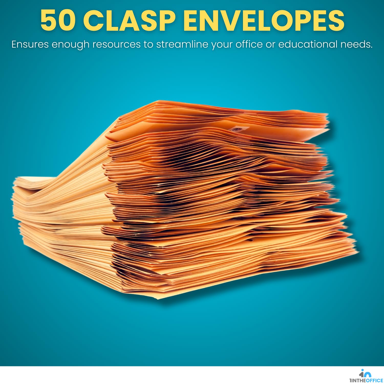1InTheOffice 6x9 Manila Envelopes with Clasp - 50 Pack, Brown Kraft Paper Business Envelopes with Gummed Flap for Mailing, Shipping & Office Organization - Perfect for Documents, Invoices & Small Packages