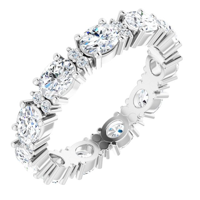 2.50 Carat Oval & Round Diamond Eternity Wedding Band - Elegant Stackable Ring for Bridal, Anniversary & Special Occasions