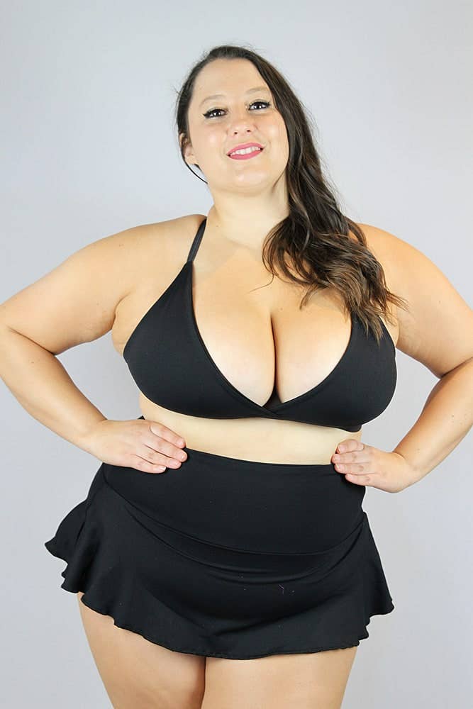 Matte Black Mid Waist Plus Size Skort for Women - Comfortable Athletic Skirt Shorts for Yoga, Running & Casual Wear